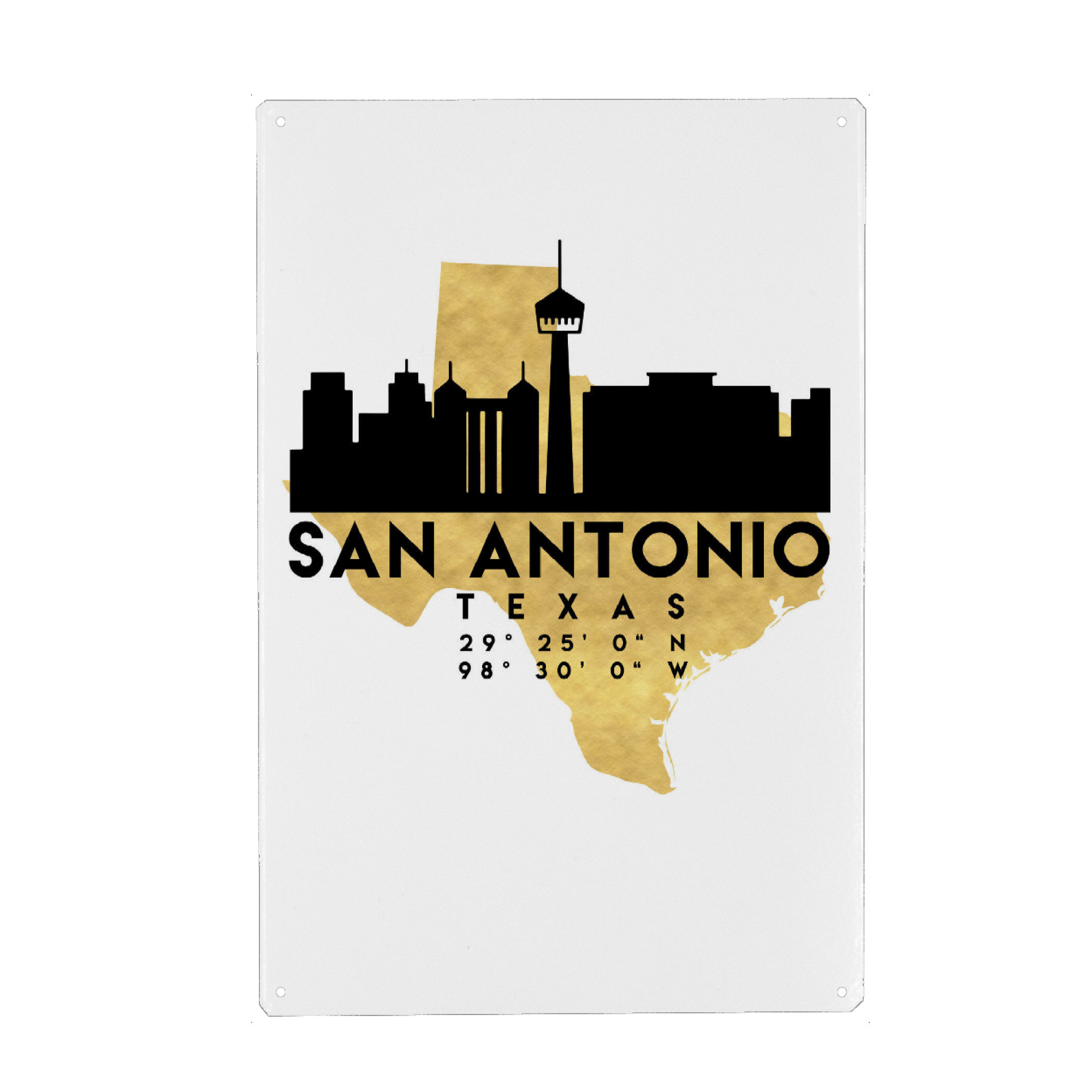 Holzbild "SAN ANTONIO TEXAS SKYLINE MAP" artboxONE - Städte,Reise,Kartografie
