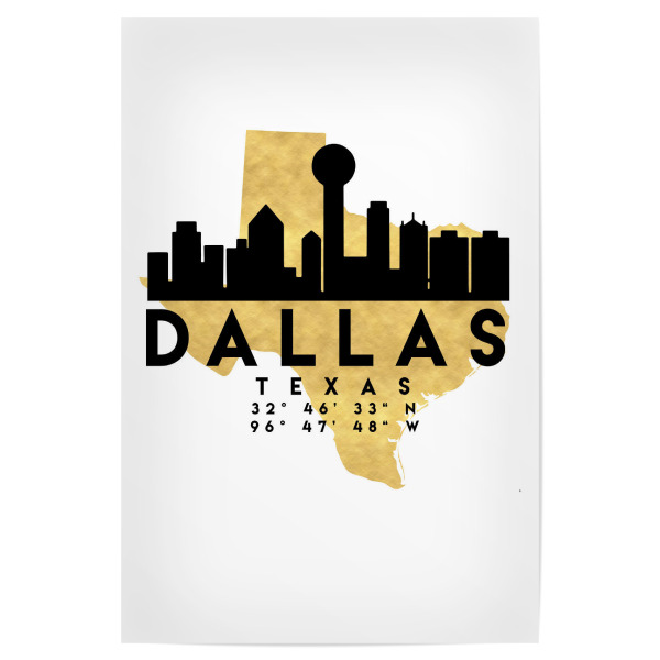 Poster 30x20 cm "DALLAS TEXAS SKYLINE MAP ART" artboxONE - Städte,Reise,Kartografie