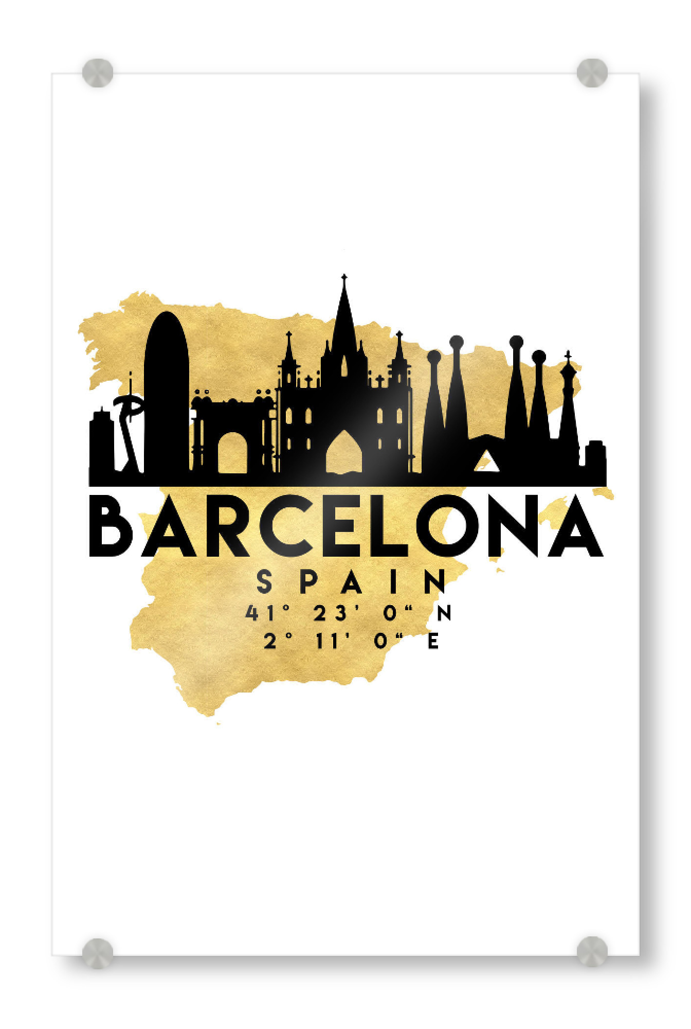 Acrylglasbild "BARCELONA SPAIN SKYLINE MAP ART" artboxONE - Städte,Reise,Städte / Barcelona,Kartografie