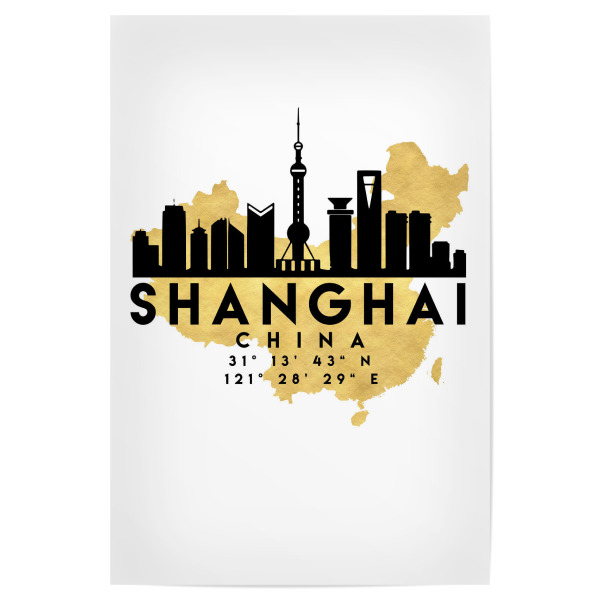 Poster "SHANGHAI CHINA SKYLINE MAP ART" artboxONE - Städte,Reise,Kartografie