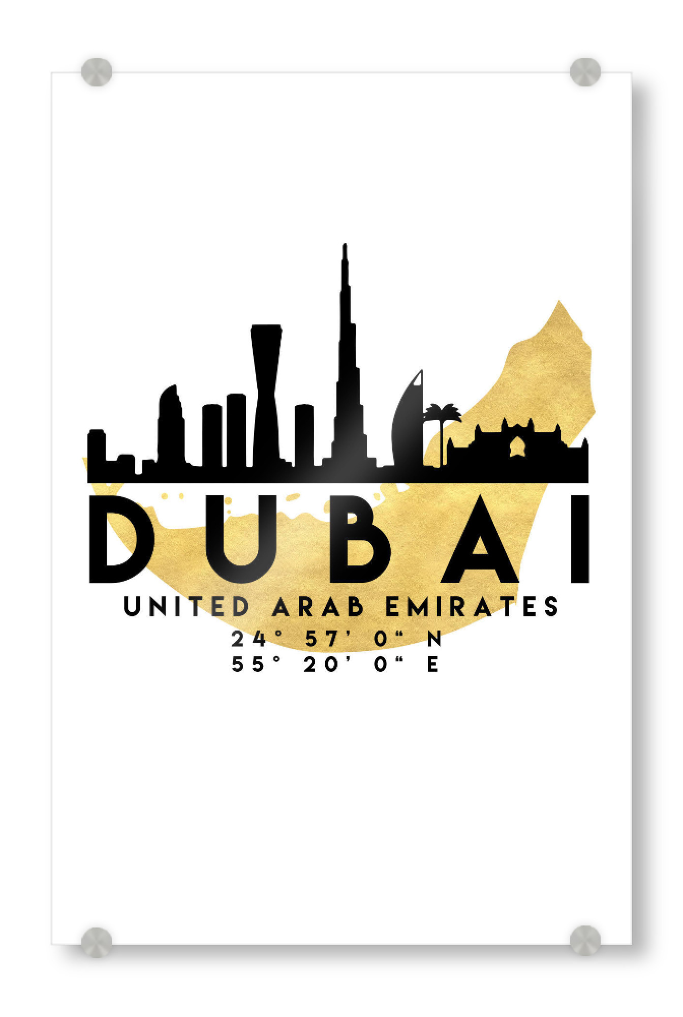 Acrylglasbild "DUBAI UAE SKYLINE MAP ART" artboxONE - Städte,Reise,Städte / Dubai,Kartografie