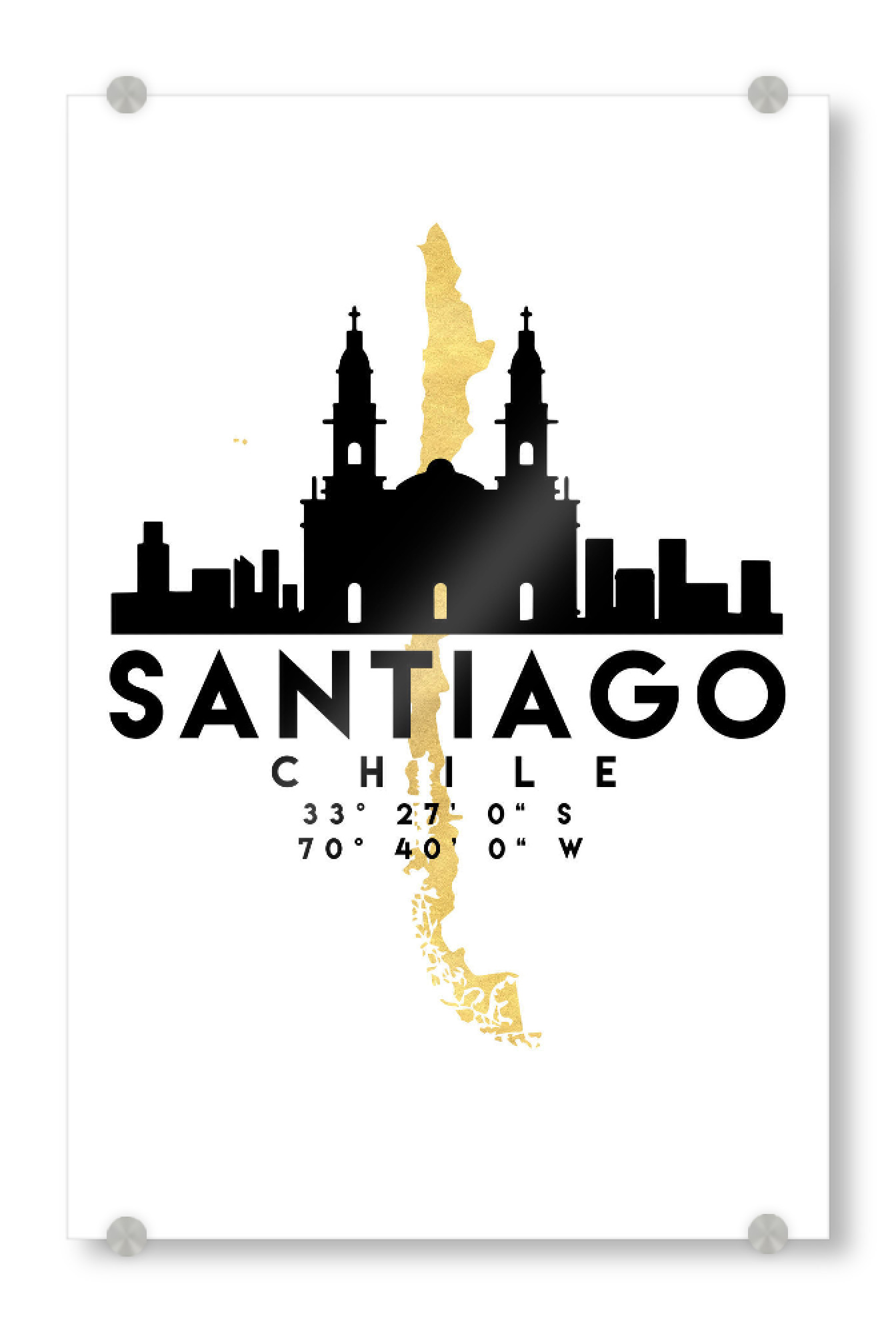 Acrylglasbild "SANTIAGO CHILE CITY SKYLINE MAP" artboxONE - Städte,Reise,Kartografie