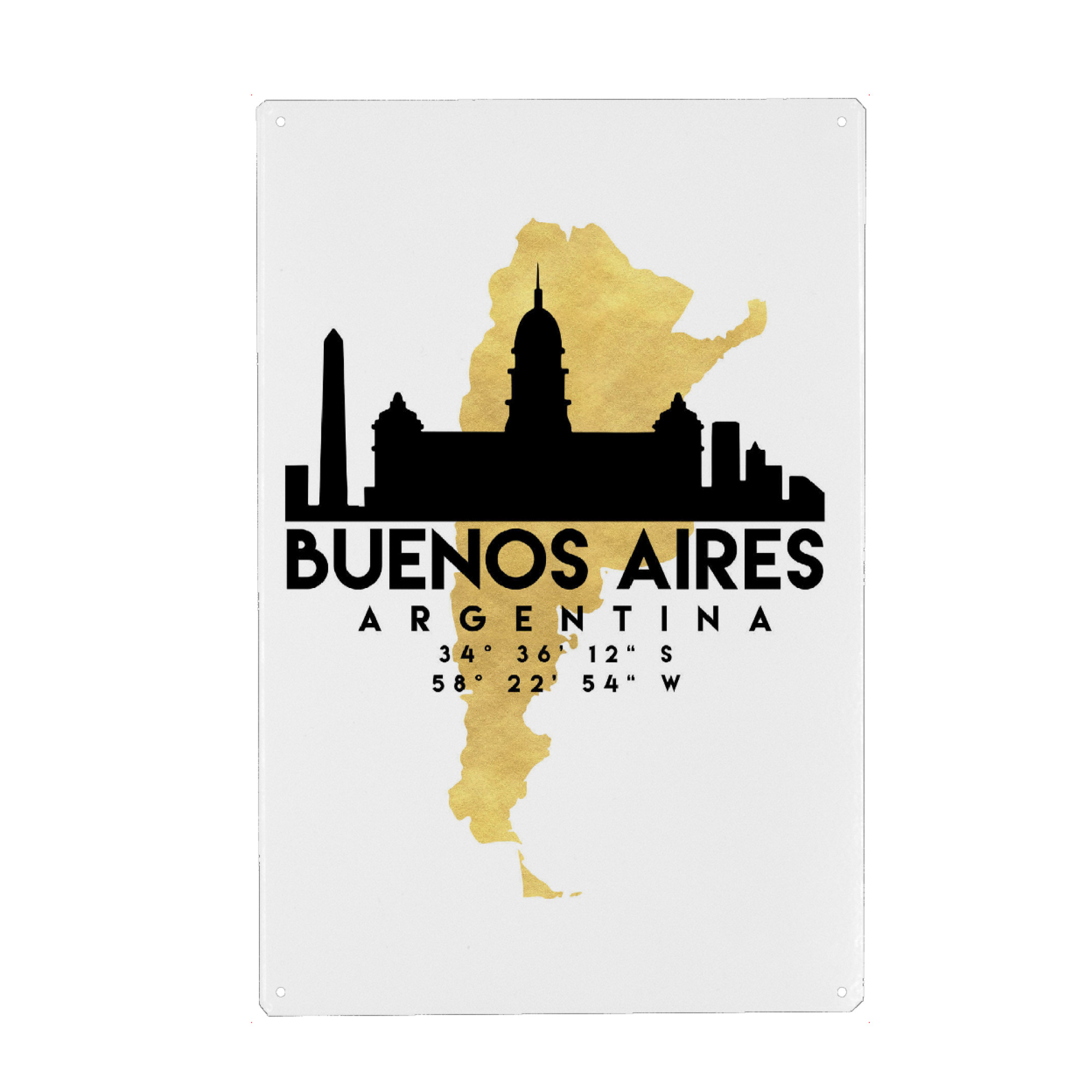 Metall Poster "BUENOS AIRES ARGENTINA SKYLINE MAP" artboxONE - Städte,Reise,Kartografie