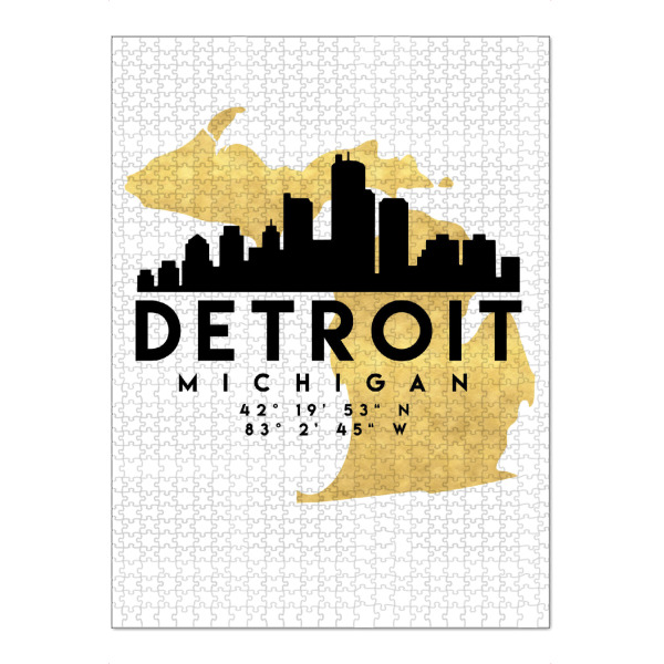 Puzzle Ravensburger "DETROIT MICHIGAN SKYLINE MAP ART" artboxONE - Städte,Reise,Kartografie