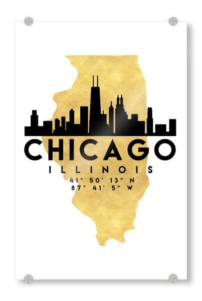 Acrylglasbild "CHICAGO ILLINOIS SKYLINE MAP ART" artboxONE - Städte,Reise,Städte / Chicago,Kartografie