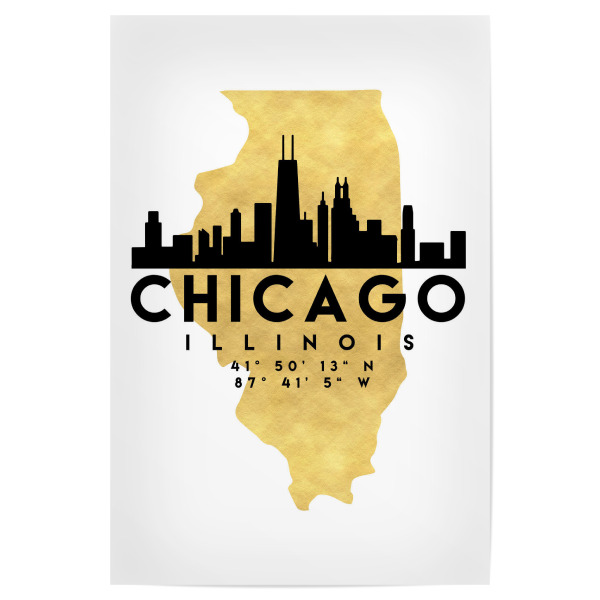 Poster 30x20 cm "CHICAGO ILLINOIS SKYLINE MAP ART" artboxONE - Städte,Reise,Städte / Chicago,Kartografie