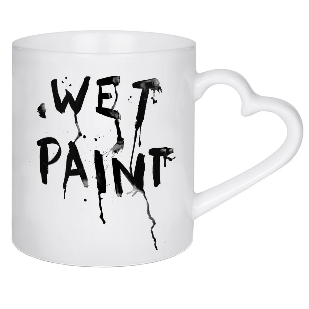 Herztasse "Wet Paint" artboxONE - Typografie,Schwarzweiß,Streetart - Typografie,Aquarell,Farbe,Nass,Typographie,Spruch,Zitat,Handschrift