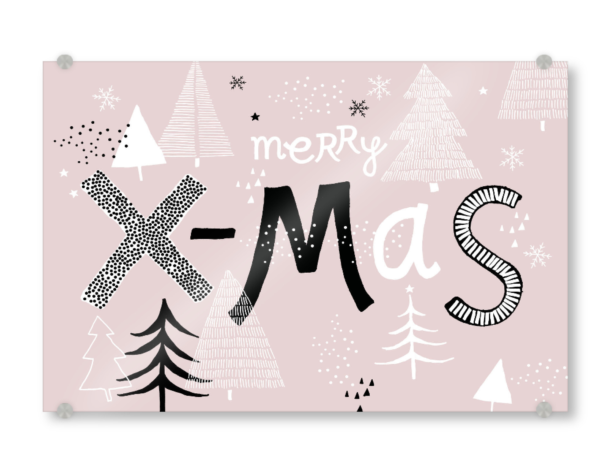 Acrylglasbild "Rosa X-Mas" artboxONE - Typografie,Weihnachten