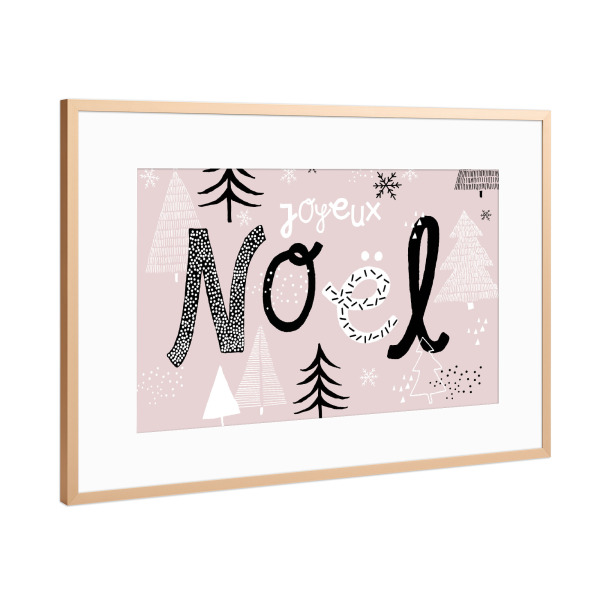 Poster mit Rahmen Kupfer "Rosa Noel" artboxONE - Typografie,Weihnachten