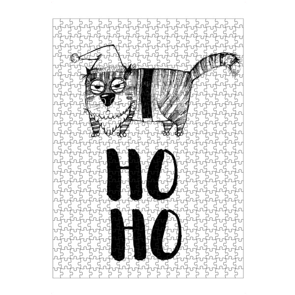 artboxONE Puzzle "HO HO 2" artboxONE - Tiere,Schwarzweiß,Weihnachten - Funny,Cat,Christmas,Illustration,Katze,Cat content,Katzenliebe,Verrückt,Faul