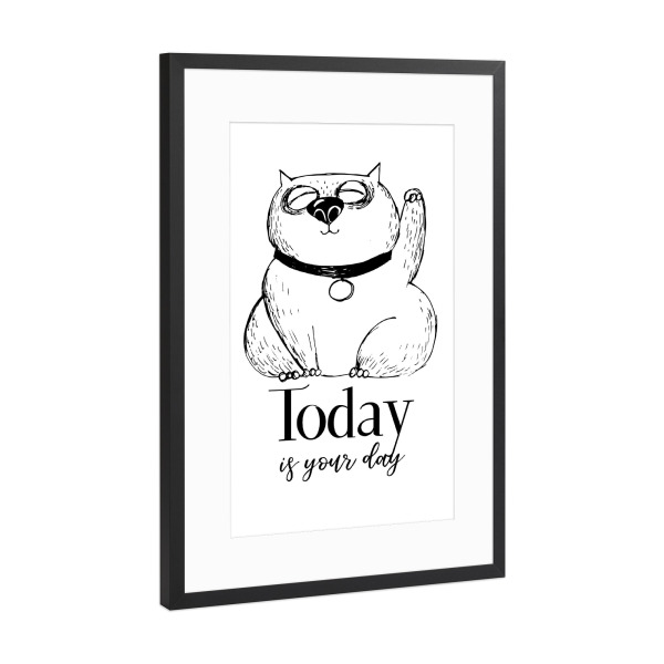 Poster mit Rahmen Schwarz (Metallic) "Today is your day" artboxONE - Tiere,Schwarzweiß