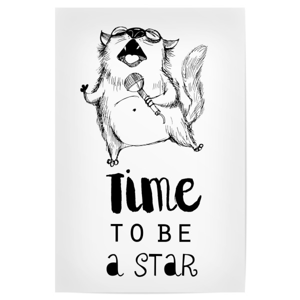 Poster 30x20 cm "Time to be a star" artboxONE - Typografie,Tiere,Schwarzweiß