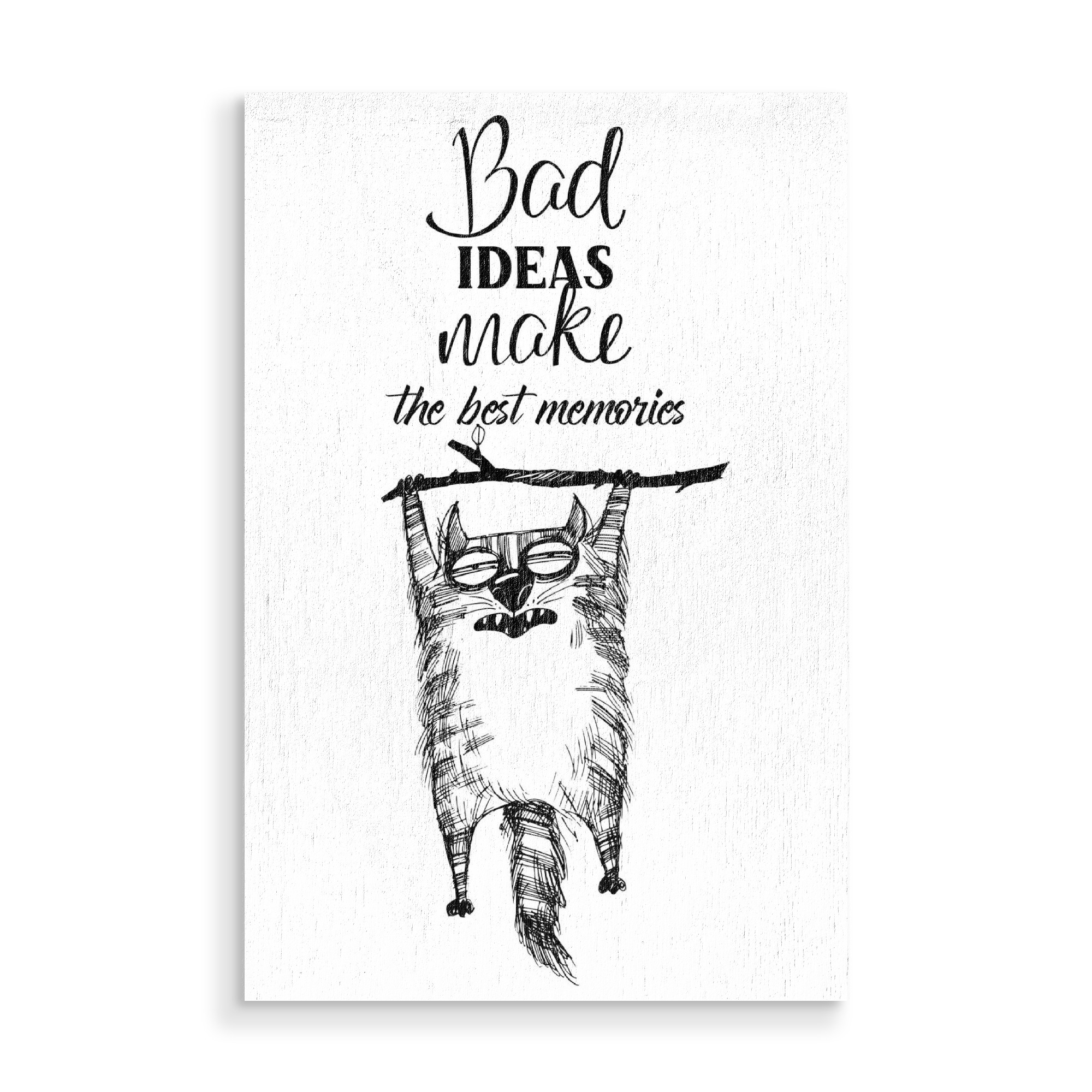 Holzbild "Best ideas make the best memorias" artboxONE - Typografie,Tiere,Schwarzweiß