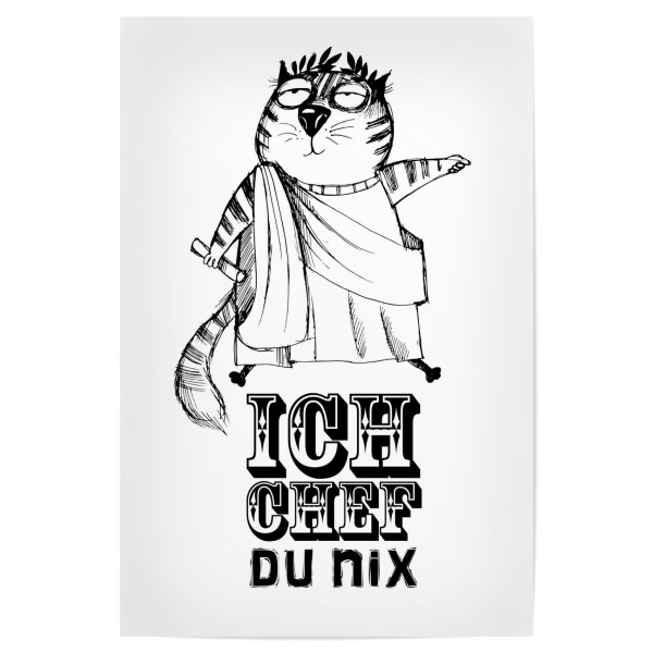 Poster 30x20 cm "Bin chef du nix" artboxONE - Typografie,Tiere - Cat,Funny,Illustration