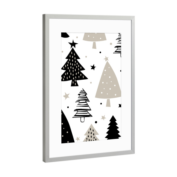 Poster mit Rahmen Silber "Christmas Tree 2" artboxONE - Weihnachten