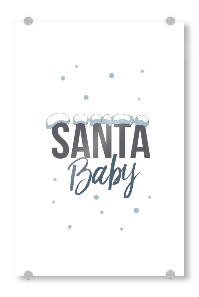 Acrylglasbild "Santa 3" artboxONE - Typografie,Weihnachten - Santa,Baby,Weihnachtsmann,Christmas,Xmas,Weihnachten,Snow,Schnee