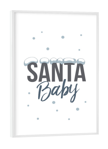 Poster mit weißem Rahmen "Santa 3" artboxONE - Typografie,Weihnachten - Santa,Baby,Weihnachtsmann,Christmas,Xmas,Weihnachten,Snow,Schnee