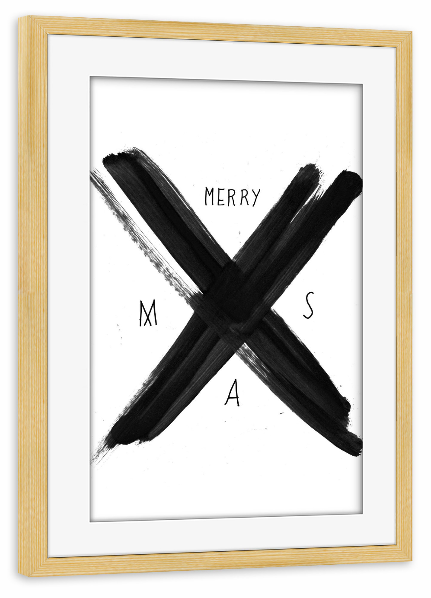 Poster mit Rahmen kiefer "X Mas - X" artboxONE - Typografie,Schwarzweiß,Weihnachten - X,Weihnachten,X mas