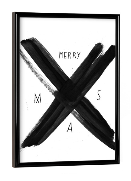 Poster mit schwarzem Rahmen "X Mas - X" artboxONE - Typografie,Schwarzweiß,Weihnachten - X,Weihnachten,X mas