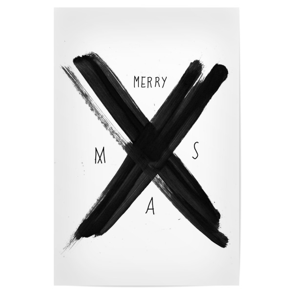 Poster 30x20 cm "X Mas - X" artboxONE - Typografie,Schwarzweiß,Weihnachten - X,Weihnachten,X mas
