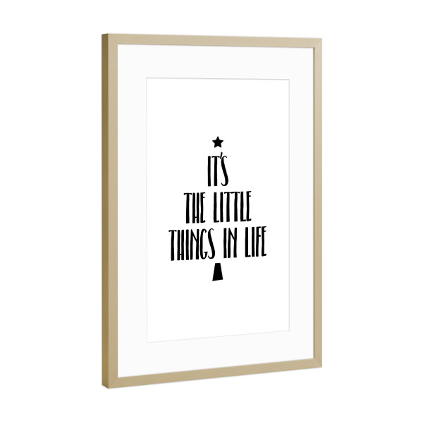 Poster mit Rahmen Gold "Little" artboxONE - Typografie,Weihnachten
