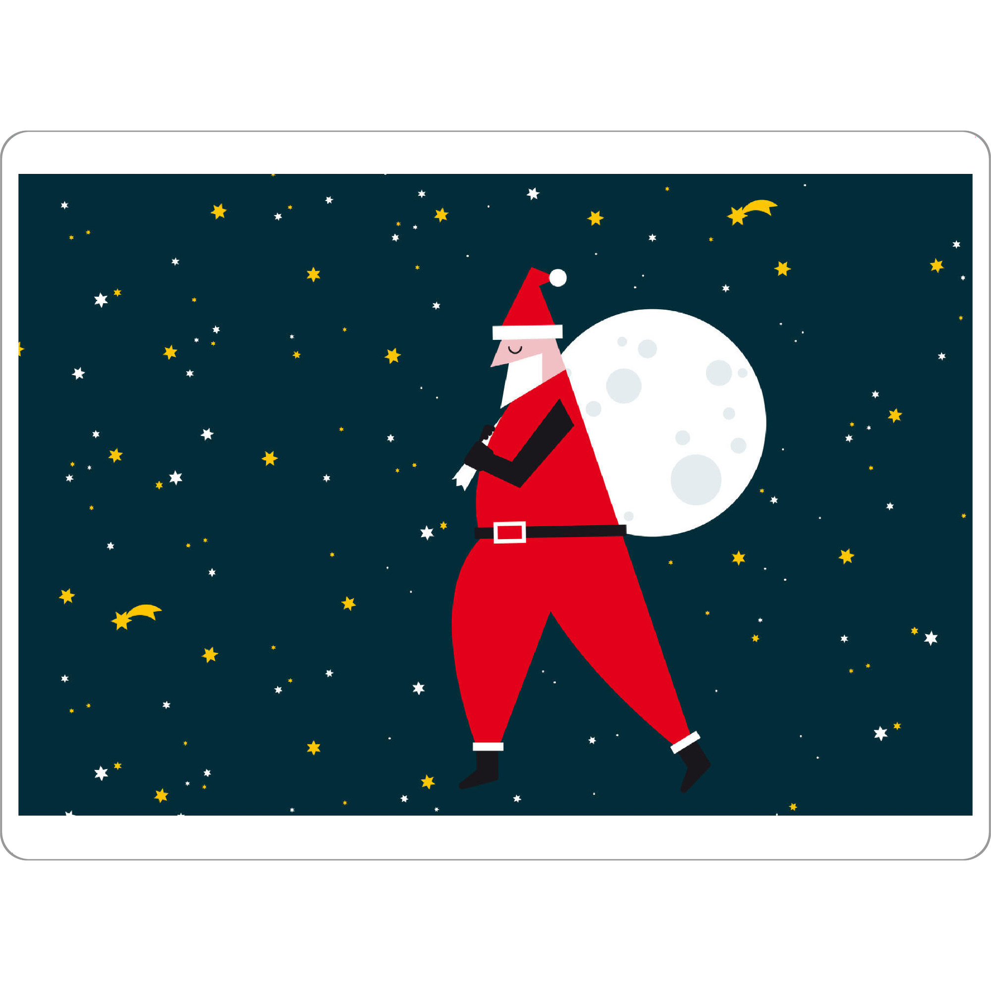 Tischset "Santamoon" artboxONE - Für Kinder,Weihnachten - Weihnachtsmann,Himmel,Nacht,Sterne,Mond,Sternschnuppe - Bild Weihnachtsmann