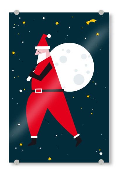 Acrylglasbild "Santamoon" artboxONE - Für Kinder,Weihnachten - Weihnachtsmann,Himmel,Nacht,Sterne,Mond,Sternschnuppe