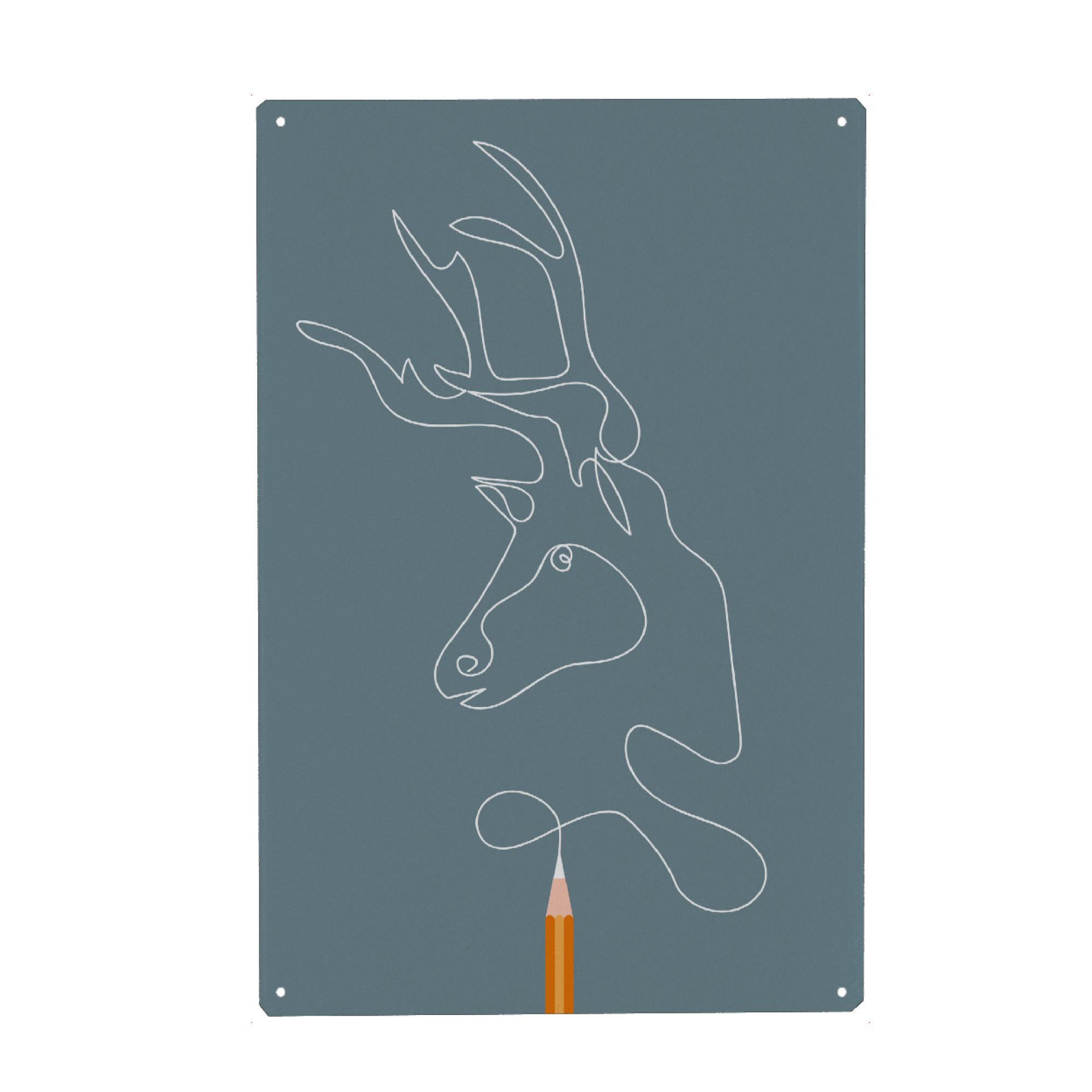 Metall Poster "Rentier" artboxONE - Tiere,Weihnachten - Rentier,Hirsch,Zeichnung,Stift,Malerei,Weihnachten - Blechschild