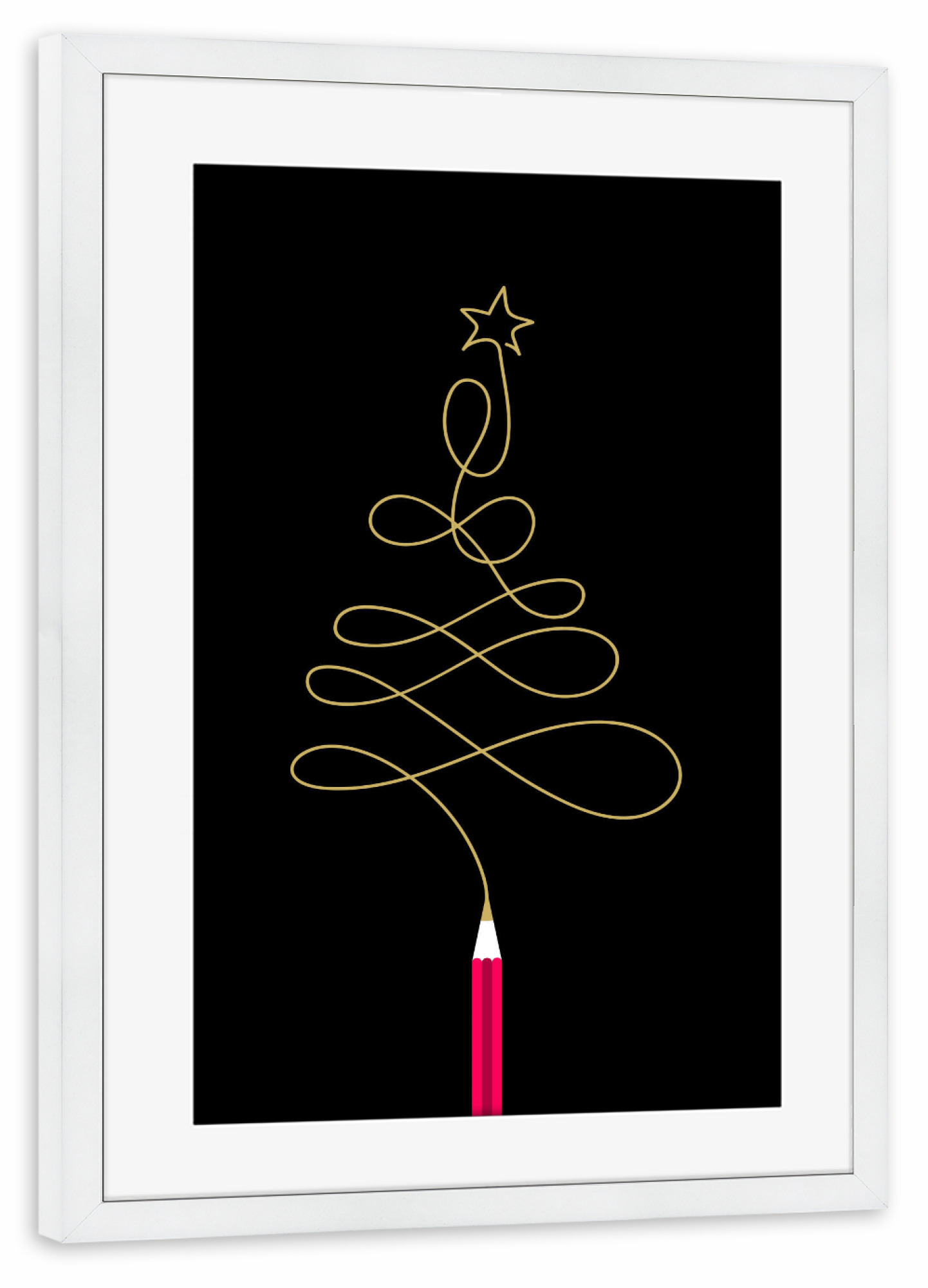 Poster mit Rahmen weiß "Weihnachten" artboxONE - Weihnachten - Stift,Bleistift,Malerei,Weihnachtsbaum