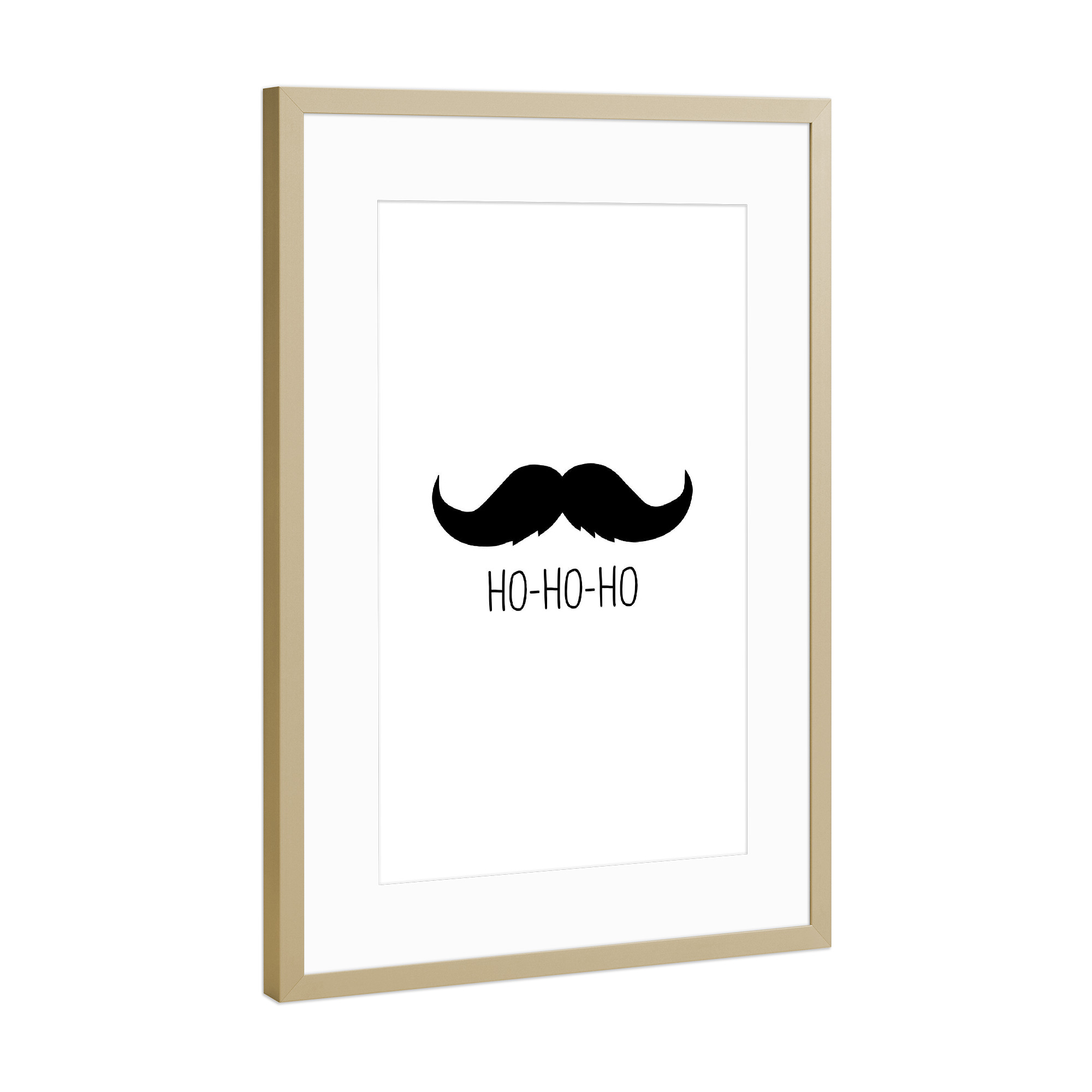 Poster mit Rahmen Gold "Ho Ho 3" artboxONE - Typografie,Weihnachten - Ho,Christmas,Xmas,Weihnachten,Beard,Beard lovers,Santa,Weihnachtsmann,Bart