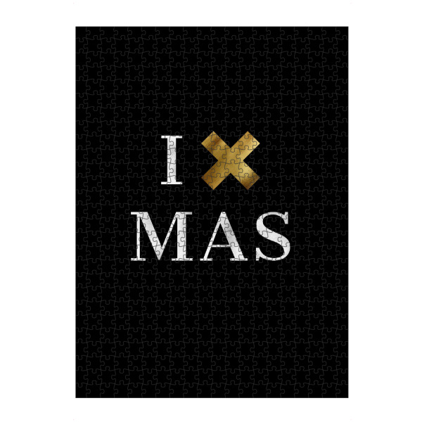 artboxONE Puzzle "I X MAS" artboxONE - Typografie,Schwarzweiß,Weihnachten - Weihnachten,X-mas,Gold,Typografie - Bild Weihnachten