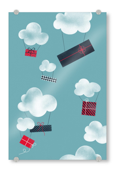 Acrylglasbild "Geschenke! Geschenke!" artboxONE - Weihnachten - Himmel,Geschenke,Wolken,Weihnachten,Geburtstag