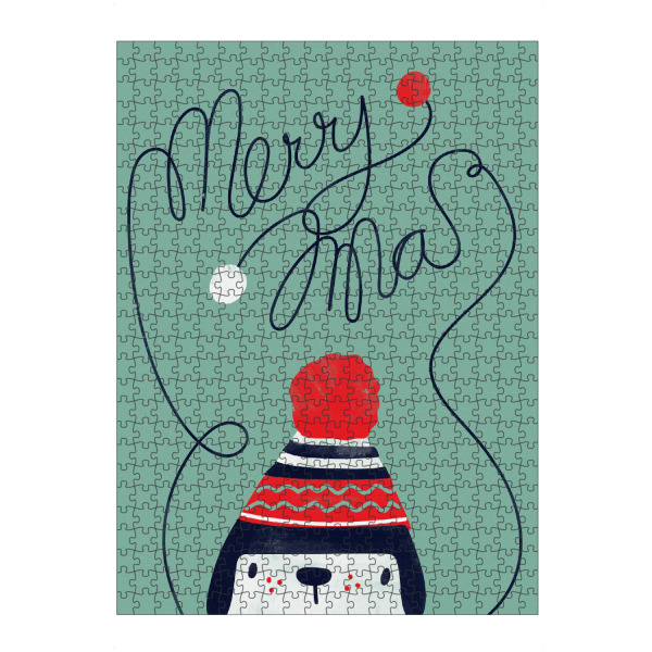 artboxONE Puzzle "Warme Weihnachten" artboxONE - Für Kinder,Weihnachten - Hund,Weihnachten,Mütze,Schriftzug - Bild Hund