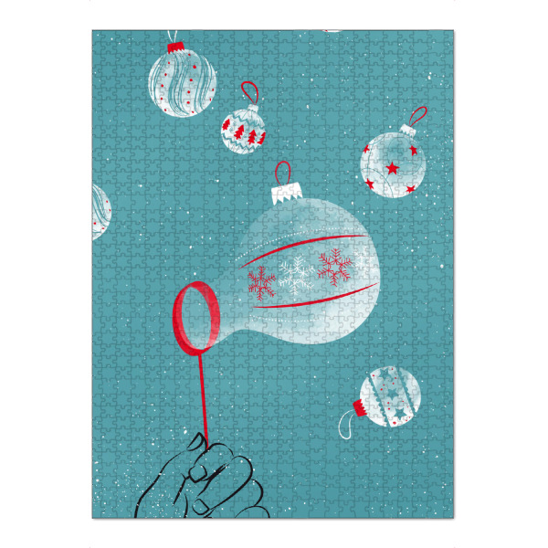 Puzzle Ravensburger "X-Mas Balls" artboxONE - Weihnachten - Weihnachten,Seifenblasen,Weihnachtskugel,Christbaumkugel,Schnee,Hand,Pusten,Winter
