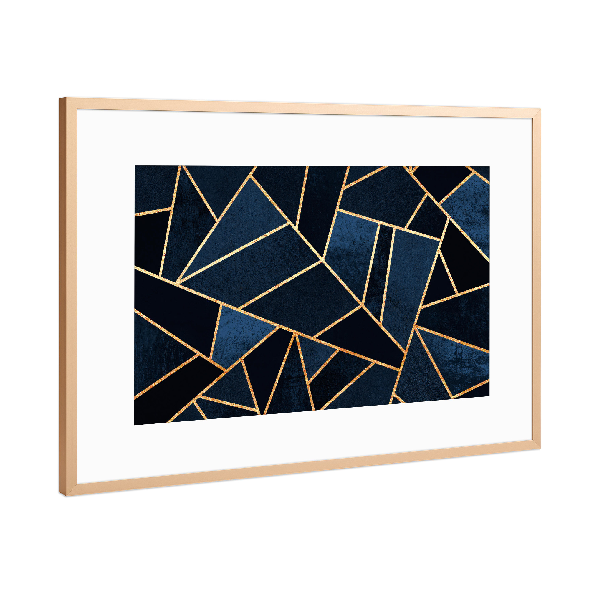 Poster mit Rahmen Kupfer "Navy Stone" artboxONE - Abstrakt,Geometrie - Geometrisch,Gold,Navy,Stone,Formen,Abstrakt