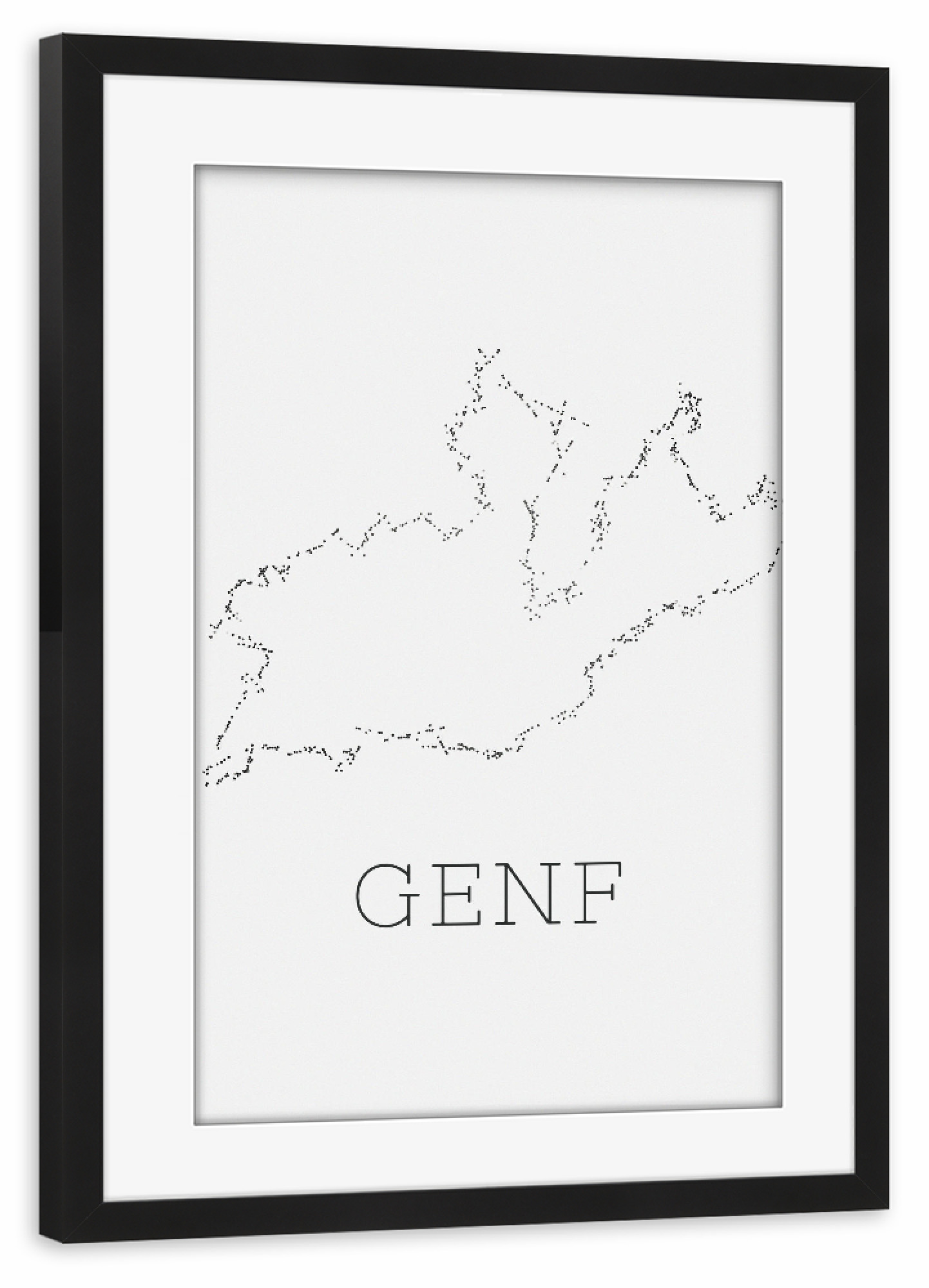 Poster mit Rahmen schwarz "Genf 3" artboxONE - Städte,Typografie,Reise,Reise / Länder,Städte / Weitere