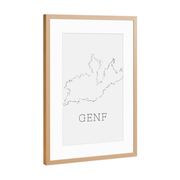 Poster mit Rahmen Kupfer "Genf 3" artboxONE - Städte,Typografie,Reise,Reise / Länder,Städte / Weitere