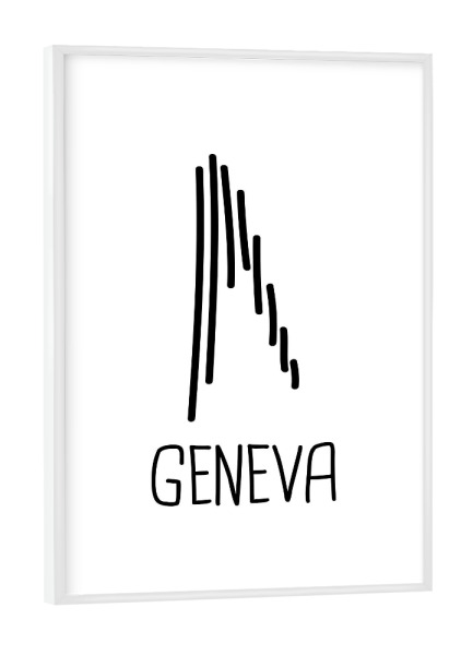 Poster mit weißem Rahmen "Genf 18" artboxONE - Städte,Typografie,Reise,Reise / Länder,Städte / Weitere