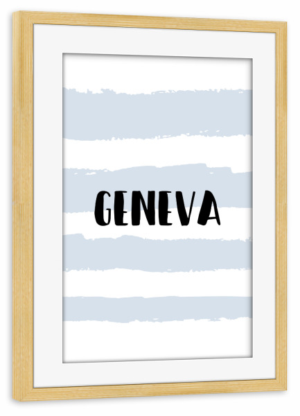 Poster mit Rahmen kiefer "Genf 17" artboxONE - Städte,Typografie,Reise,Reise / Länder,Städte / Weitere