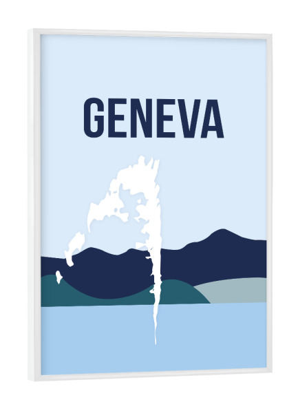 Poster mit weißem Rahmen "Genf 14" artboxONE - Städte,Typografie,Natur,Reise,Reise / Länder,Städte / Weitere