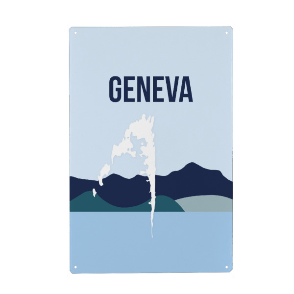 Metall Poster "Genf 14" artboxONE - Städte,Typografie,Natur,Reise,Reise / Länder,Städte / Weitere