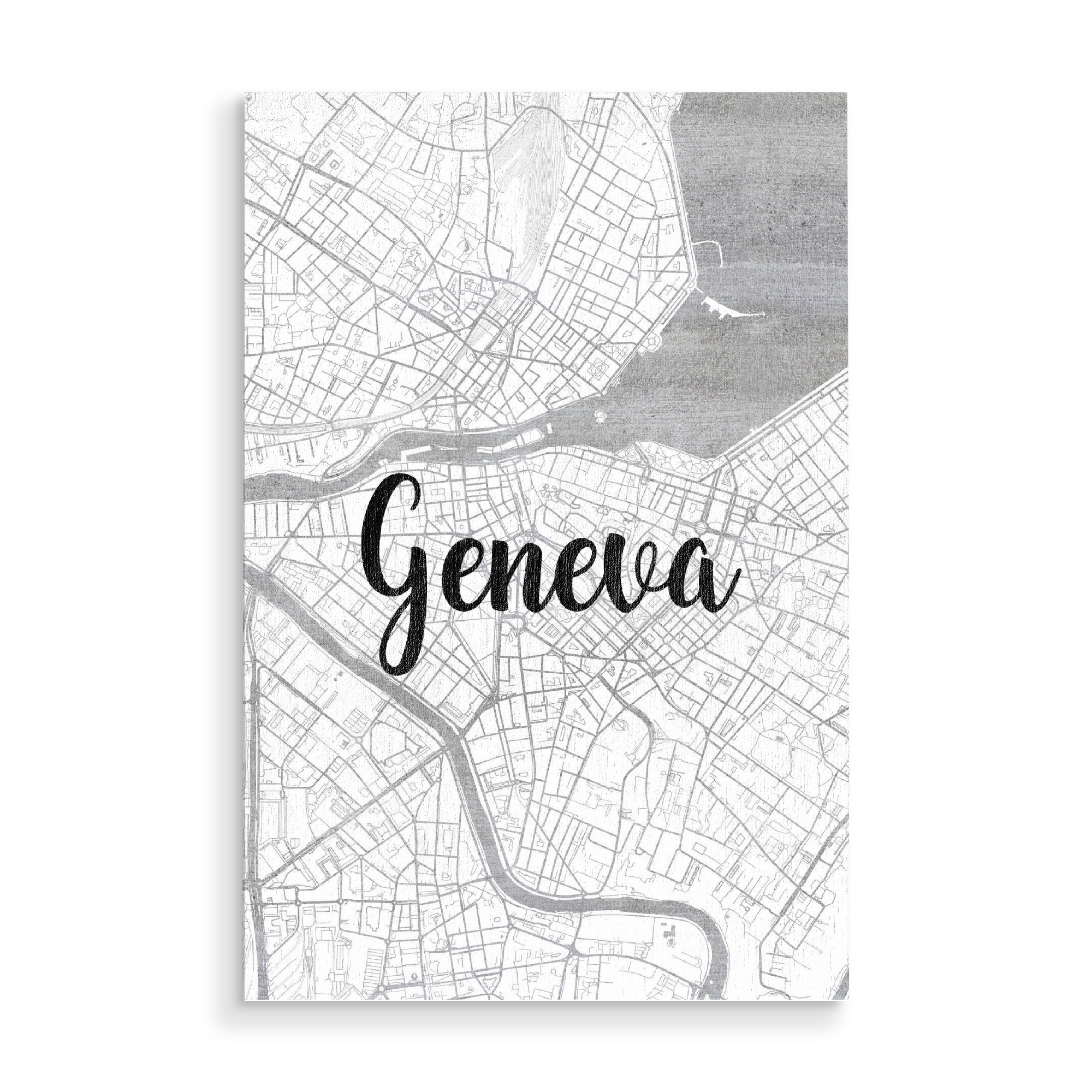 Holzbild "Genf 10" artboxONE - Städte,Typografie,Reise,Reise / Länder,Städte / Weitere,Kartografie