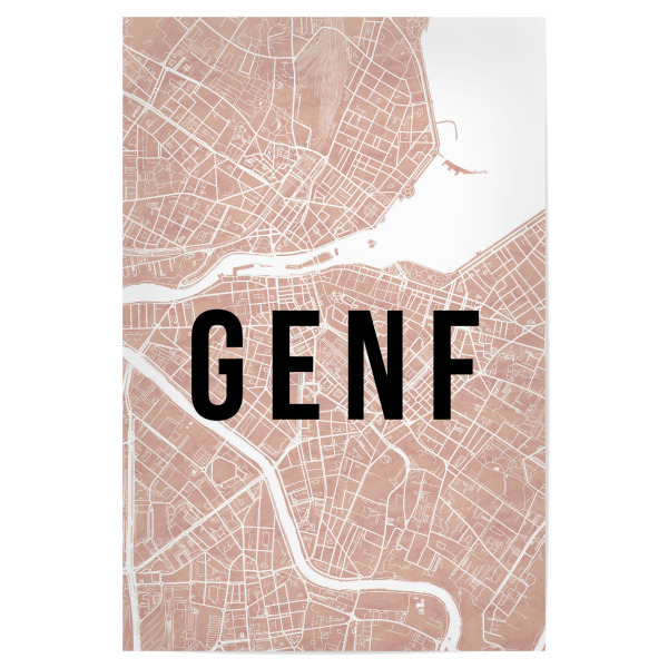 Poster 30x20 cm "Genf 8" artboxONE - Städte,Typografie,Reise,Reise / Länder,Städte / Weitere,Kartografie