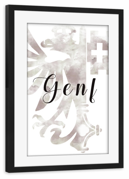 Poster mit Rahmen schwarz "Genf 7" artboxONE - Städte,Typografie,Reise,Tiere,Reise / Länder,Städte / Weitere