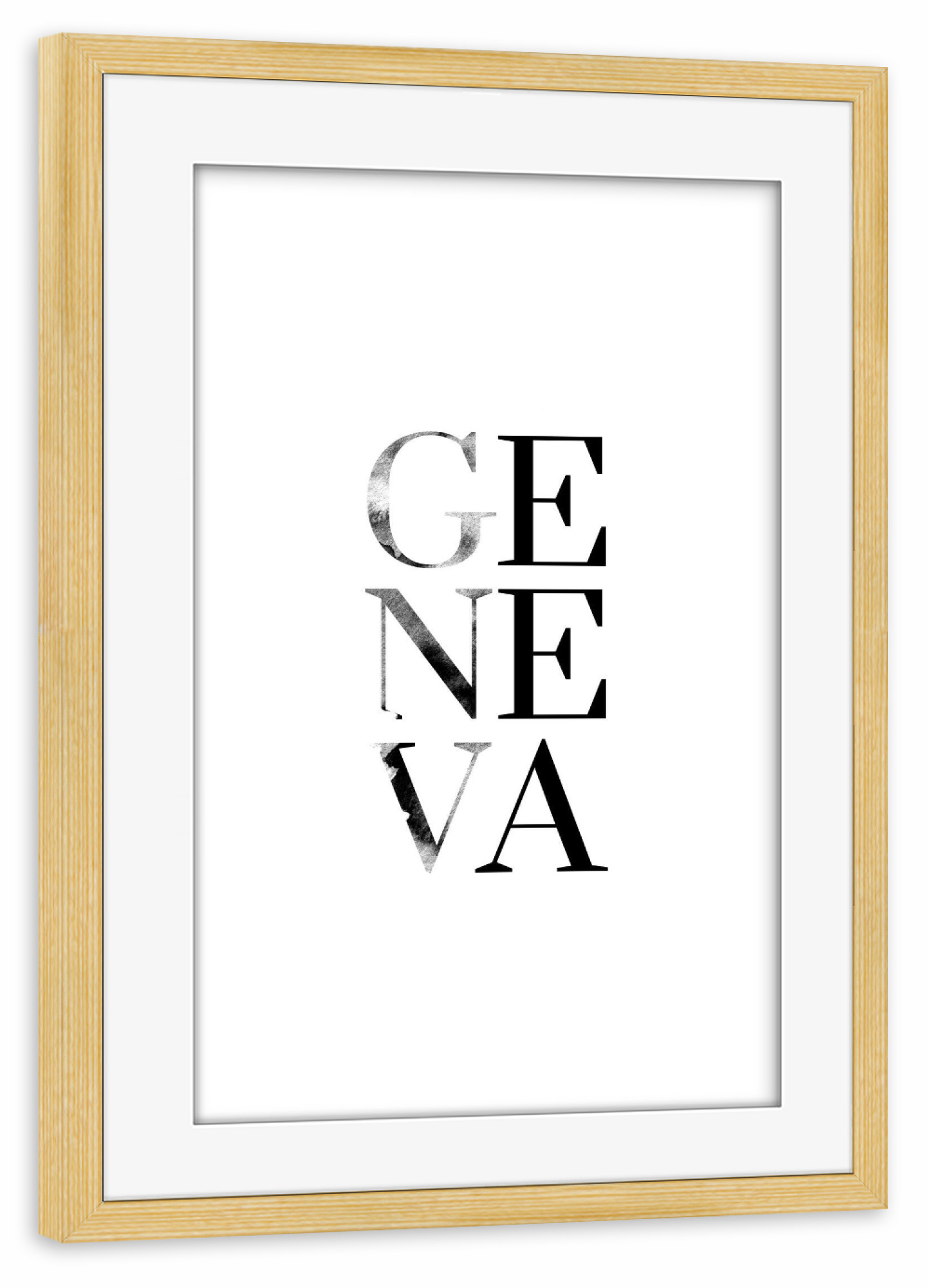 Poster mit Rahmen kiefer "Genf 2" artboxONE - Städte,Typografie,Reise,Reise / Länder,Städte / Weitere