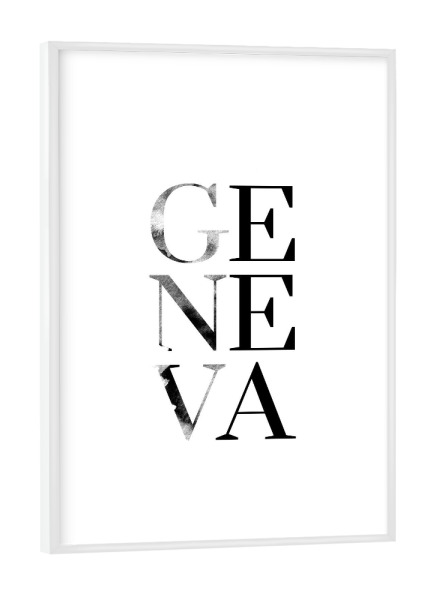 Poster mit weißem Rahmen "Genf 2" artboxONE - Städte,Typografie,Reise,Reise / Länder,Städte / Weitere