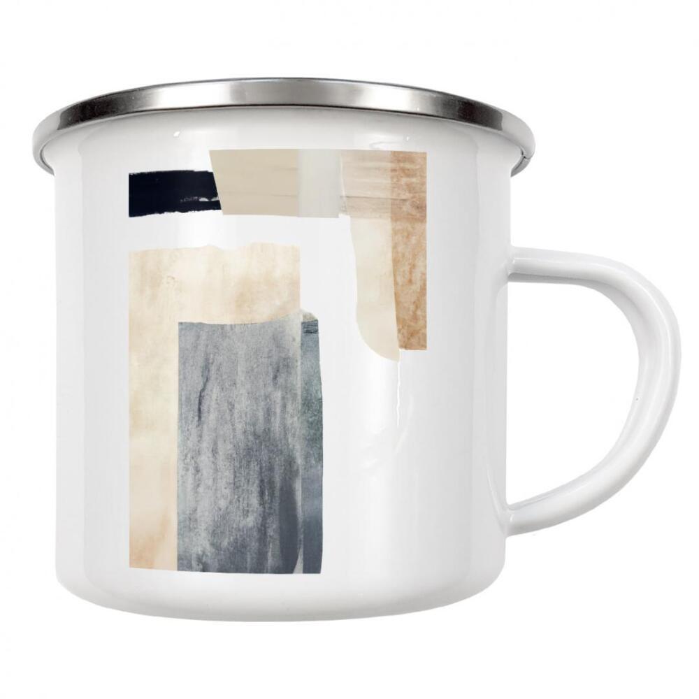 Emaille Tasse "Abstrakte Kunst in Erdtönen" artboxONE - Abstrakt,Geometrie - Abstrakte malerei,Pastellfarbe,Erdton,Geometrie,Formen