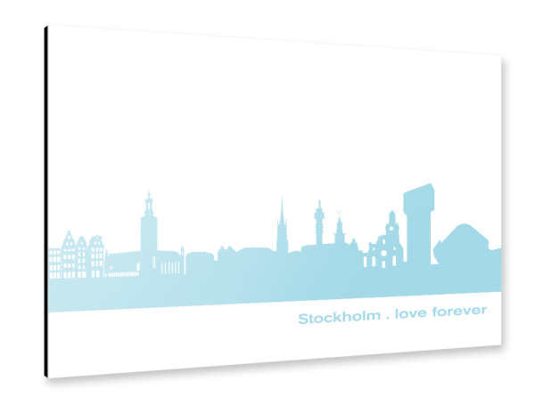Alu-Dibond "STOCKHOLM 08 Pastel-Blue Print" 30x20 cm artboxONE