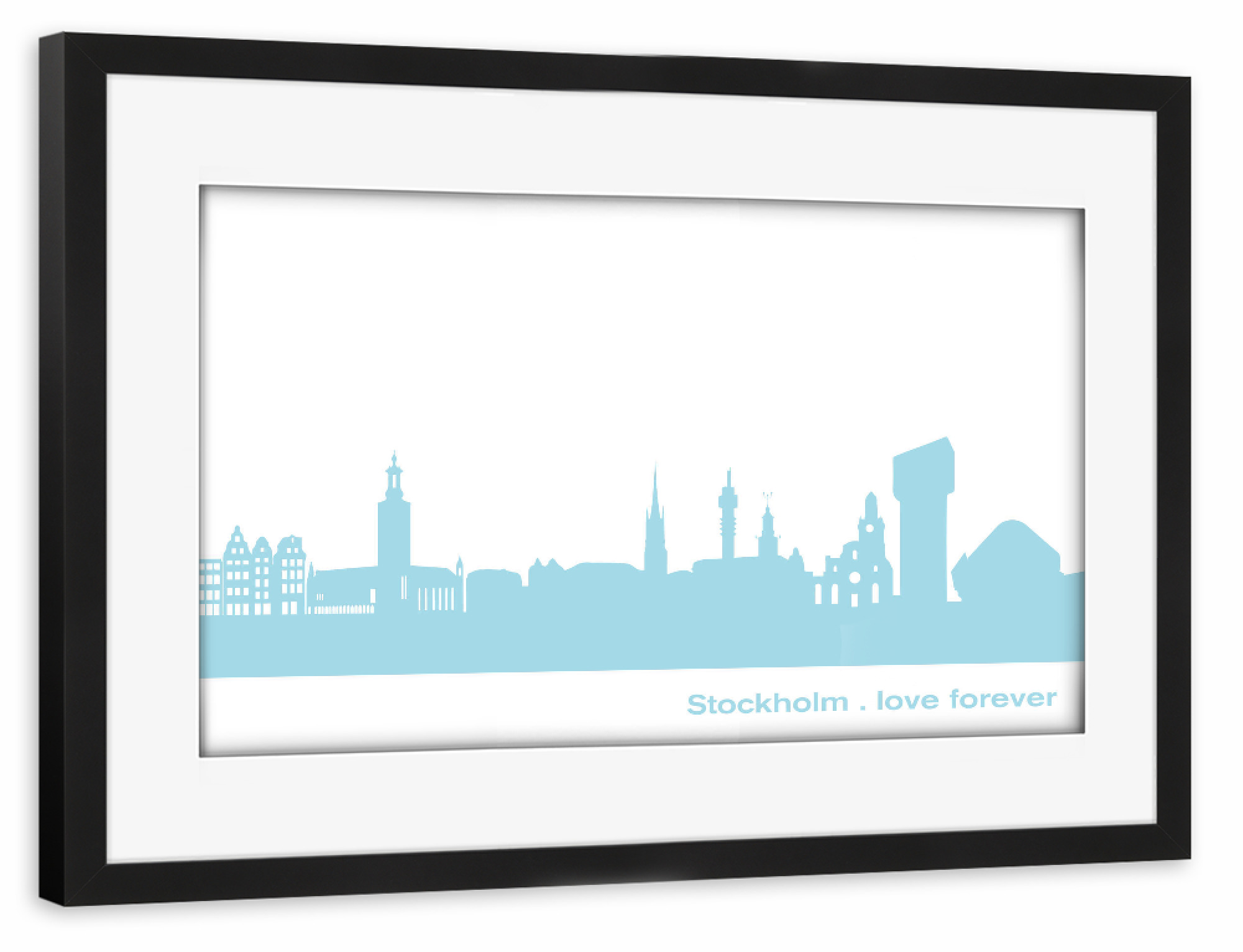 Poster mit Rahmen schwarz "STOCKHOLM 08 Pastel-Blue Print" artboxONE - Städte,Städte / Stockholm