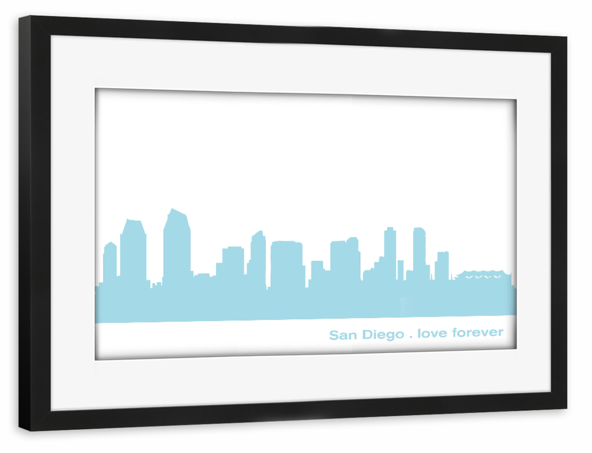 Poster mit Rahmen schwarz "SAN DIEGO 08 Pastel-Blue Print" artboxONE - Städte,Reise,Städte / Weitere
